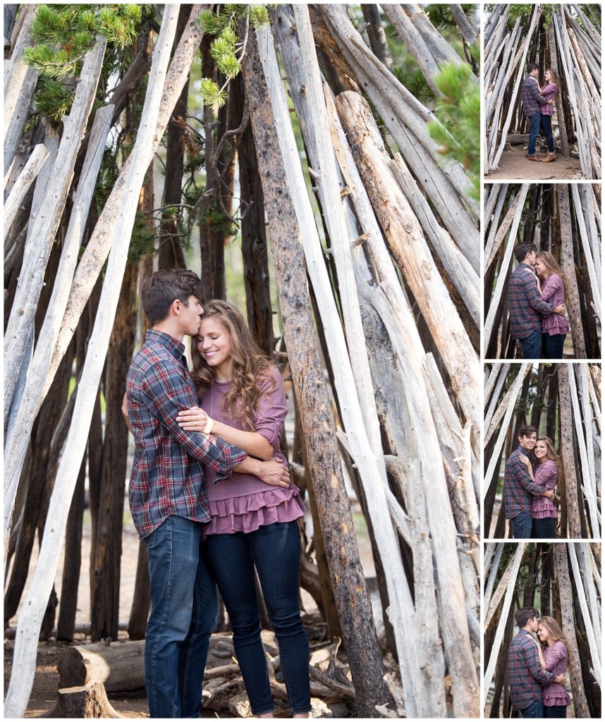Stephanie and Tate snuggle in an old TeePee.