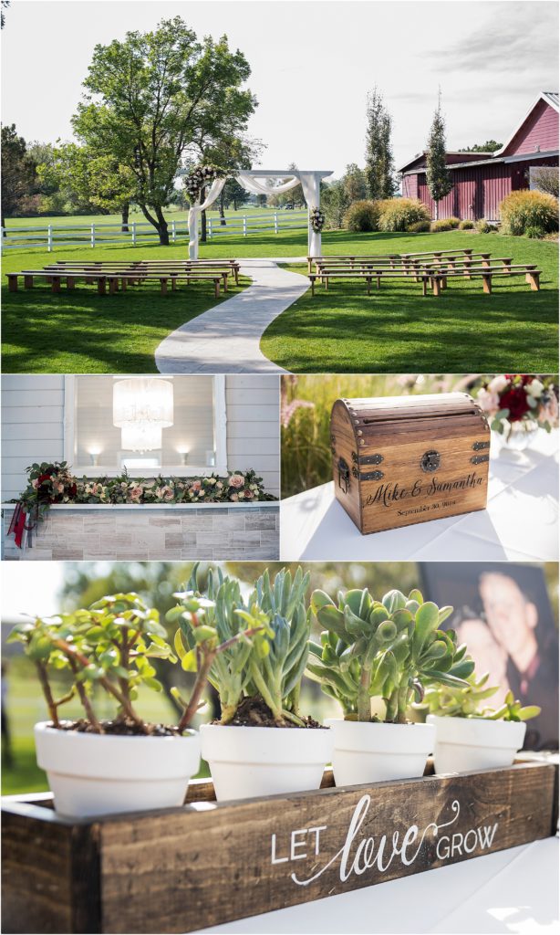 Wedding ceremony details at the barn at raccoon creek