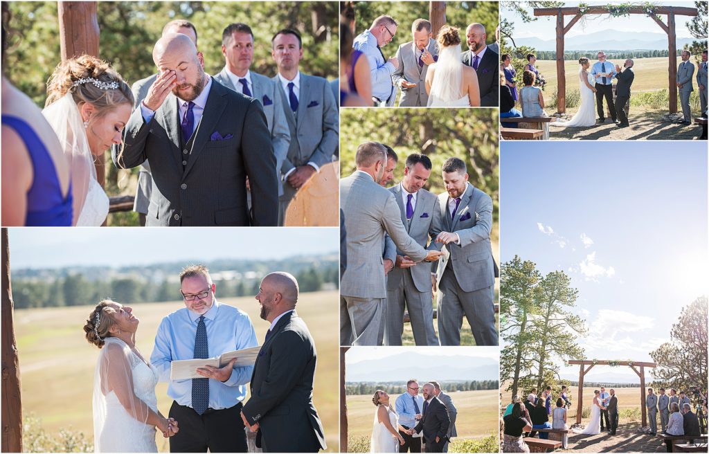 Bryan and Lori's wedding ceremony at Younger Ranch was full of emotion, there were tears and laughter, we see rolling hills and mountain views behind them