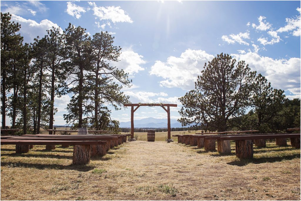 Ceremony site at Younger Ranch near colorado springs, Colorado, magnificent mountain views