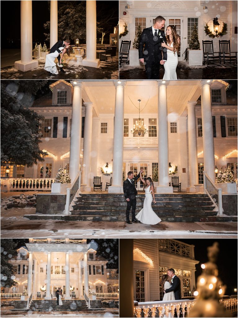 A series of images taken outside The Manor House on New Years Eve while the snow is coming down in Colorado
