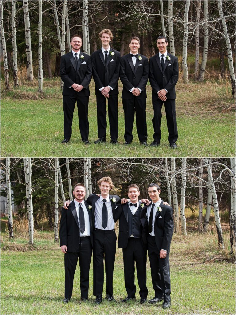 Cameron and his groomsmen on his wedding day in colorado.