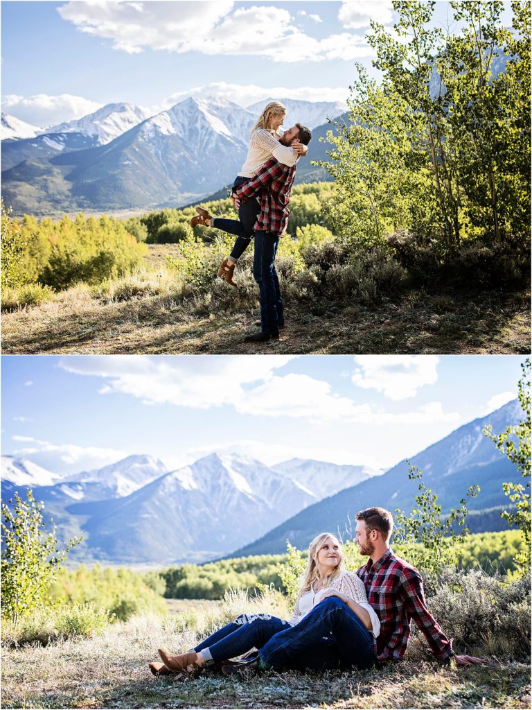 Darla and Nate share a romantic moment on a mountain in Colorado.