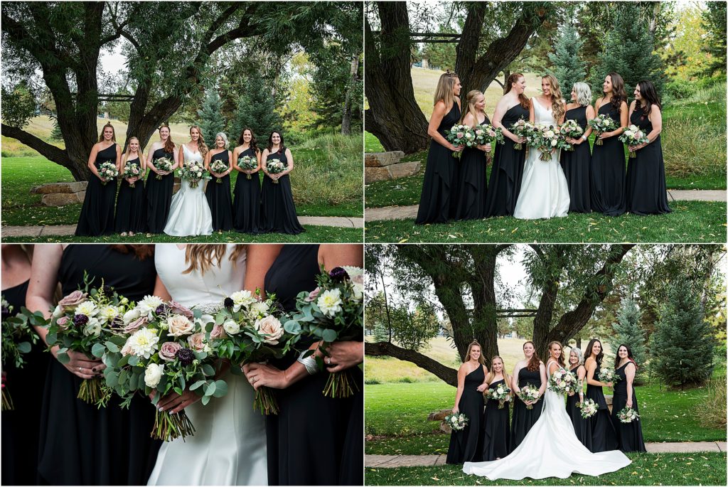 Lacy and her bridesmaids on her wedding day at a ranch in Colorado.