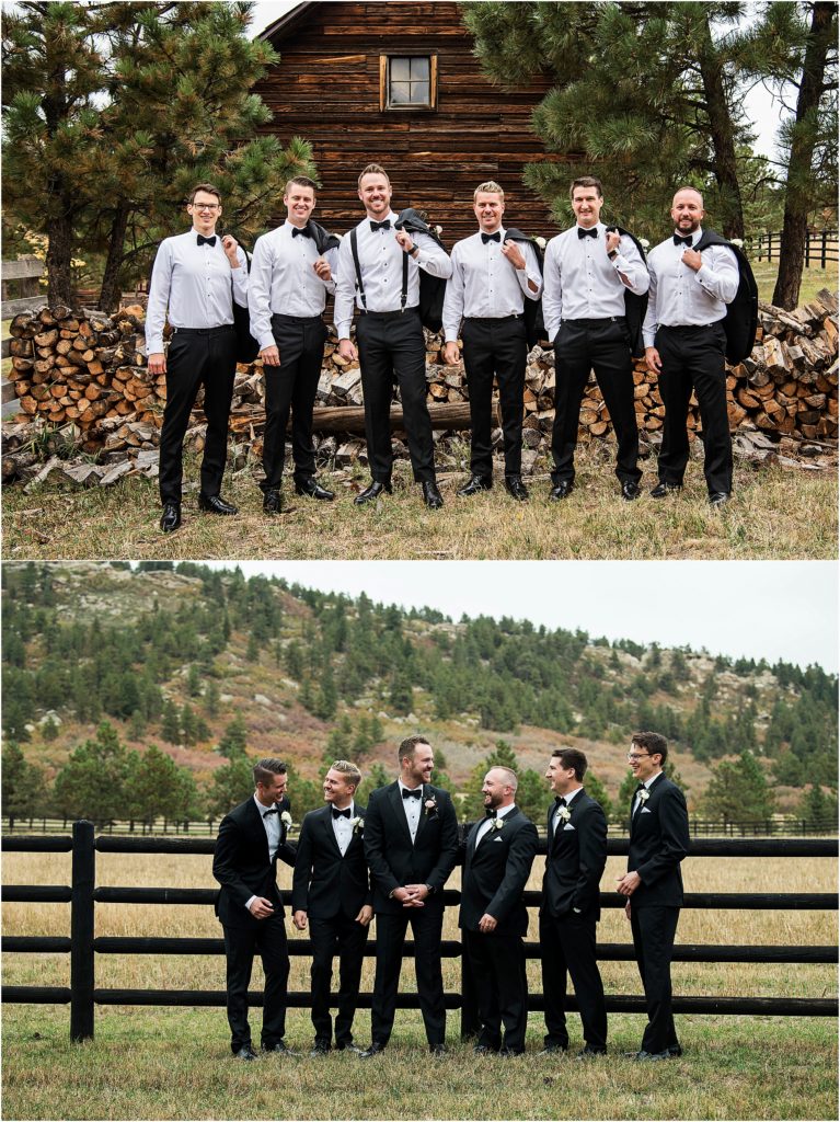 Josh and his groomsmen at a ranch in colorado in autumn.