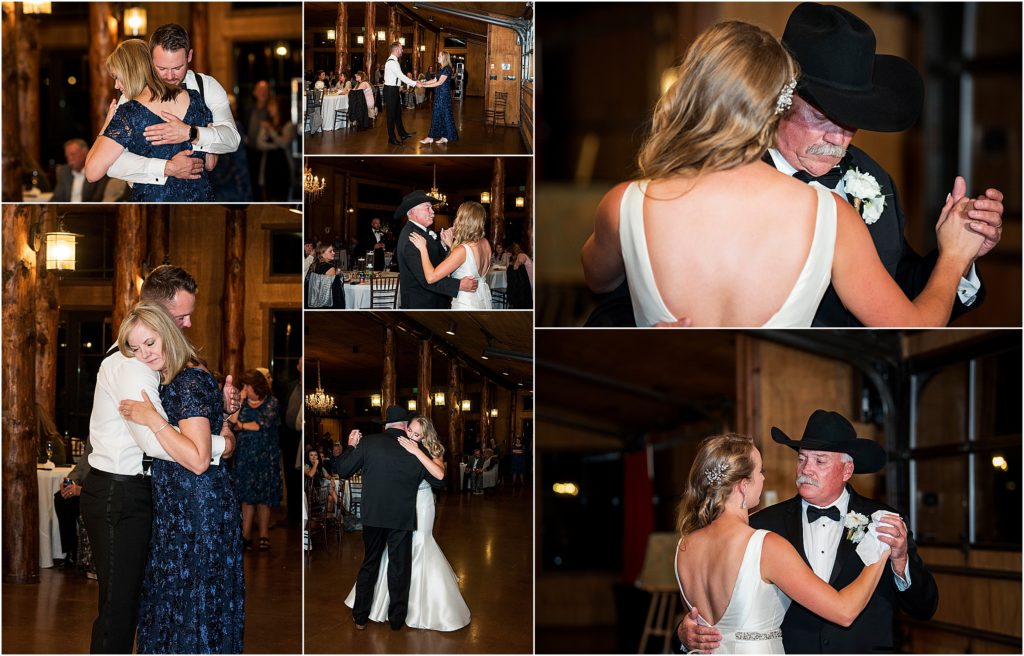 Josh shares a dance with his mother and Lacy dances with her father during their wedding reception.