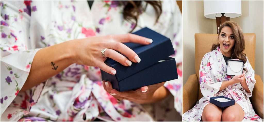 Kaitlyn receives a gift of jewelry from Tyler on her wedding day.