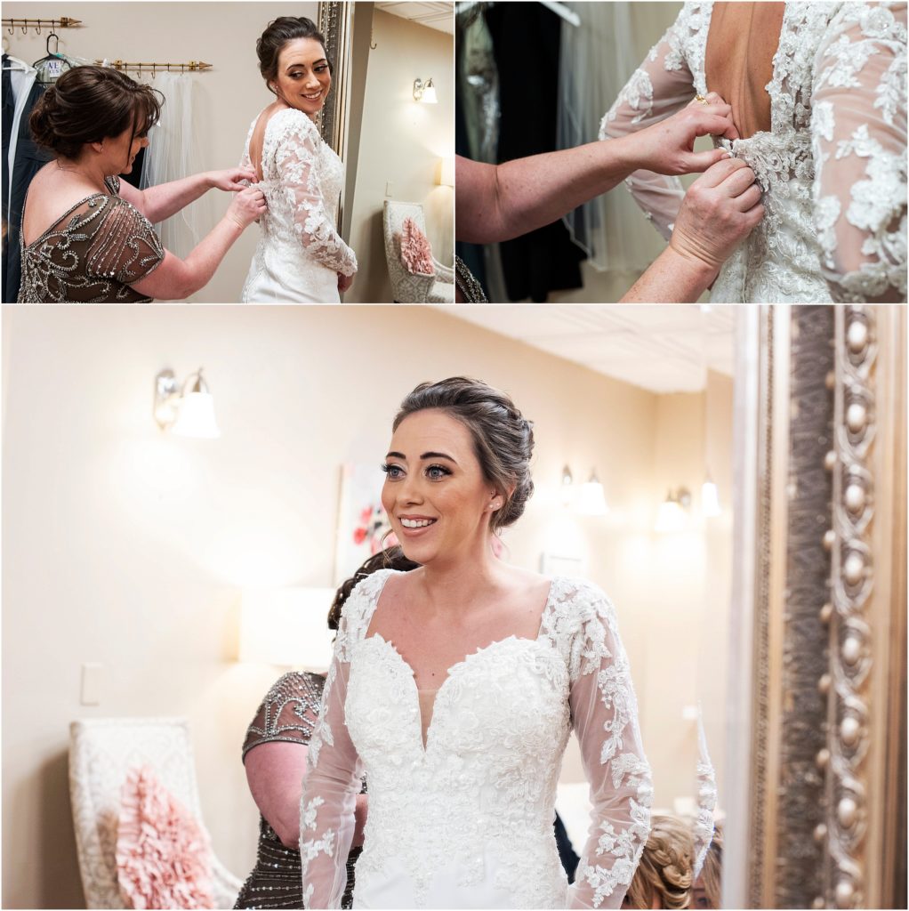 Bride gets ready in the Bridal suite at Wedgewood