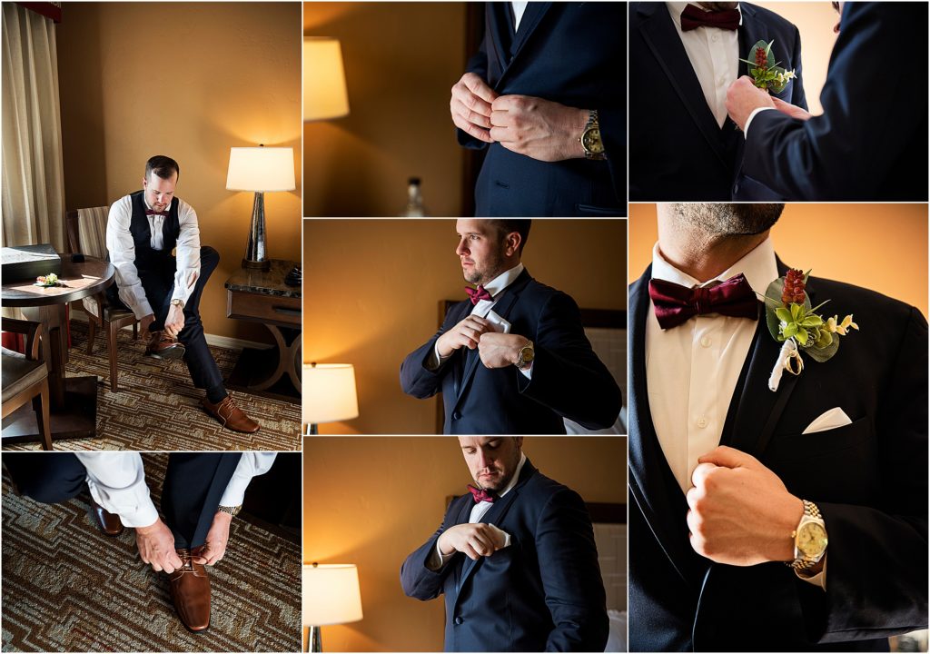 Tyler getting dressed for his wedding.