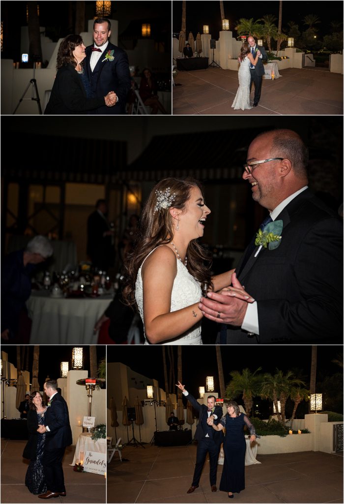 Tyler and Kaitlyn dance with their parents at their wedding in Arizona