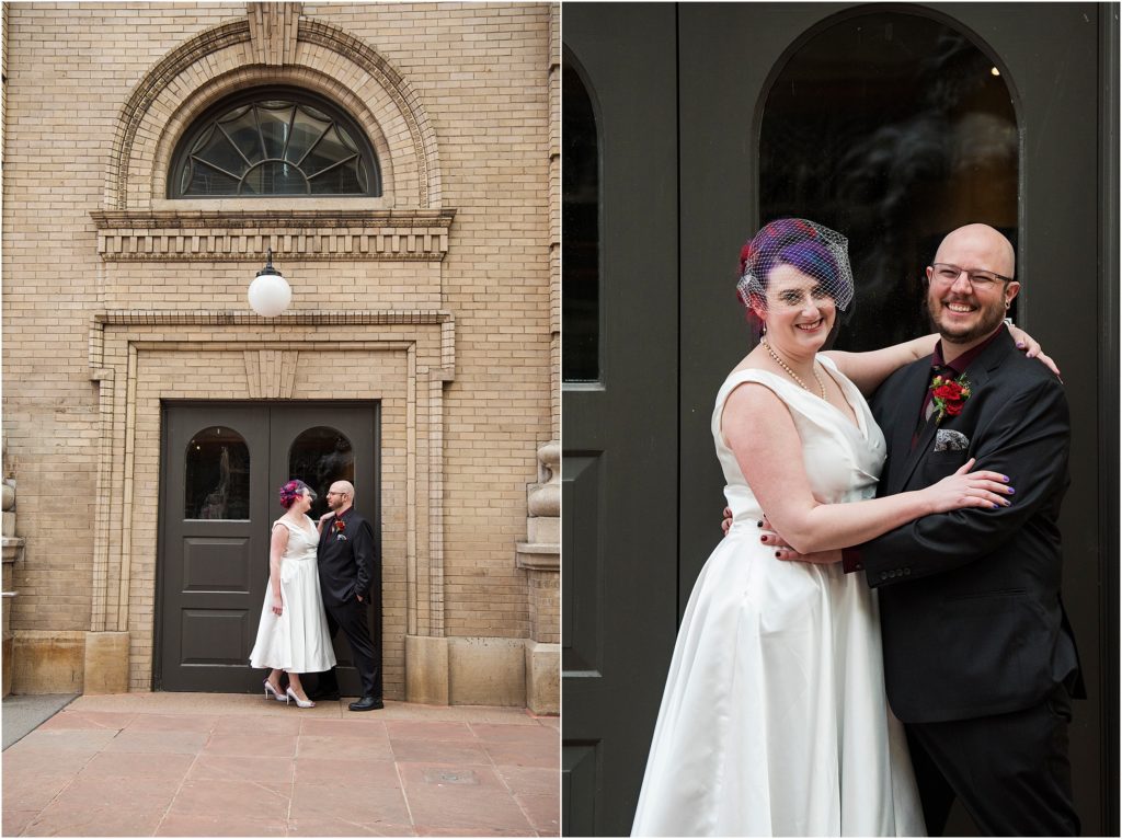 Couple embraces a fifties theme and bright colors for their urban wedding