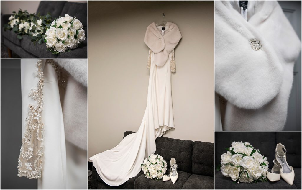 Winter wedding bride details and accessories