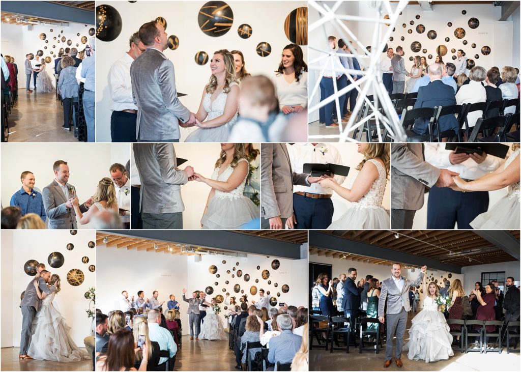 Wedding ceremony inside the Space Annex in Denver