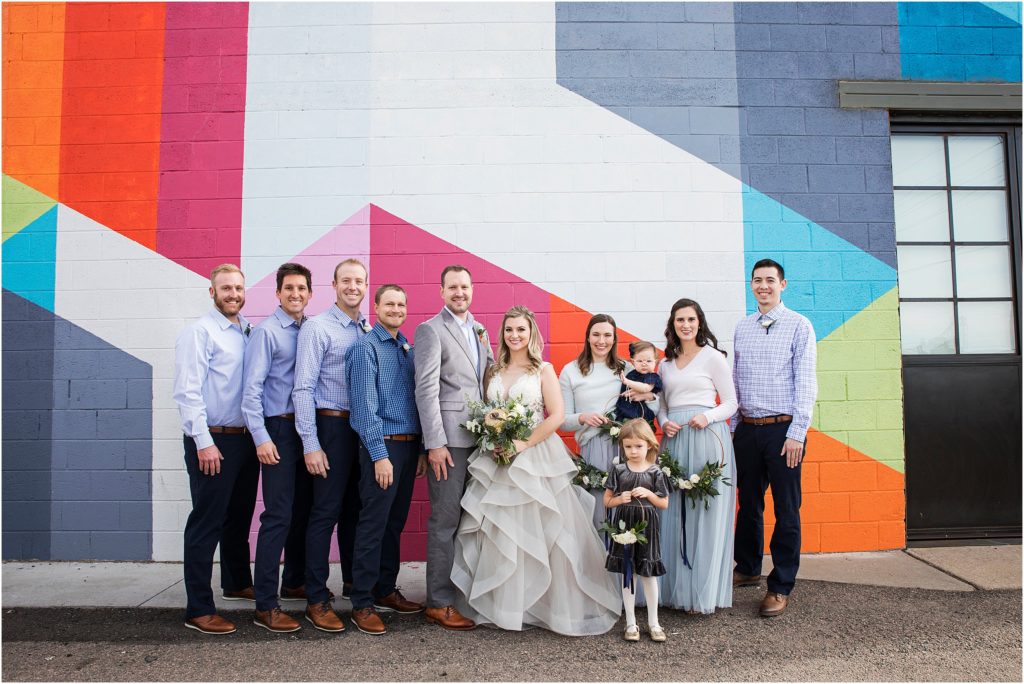 Bridal party with bright and bold colors