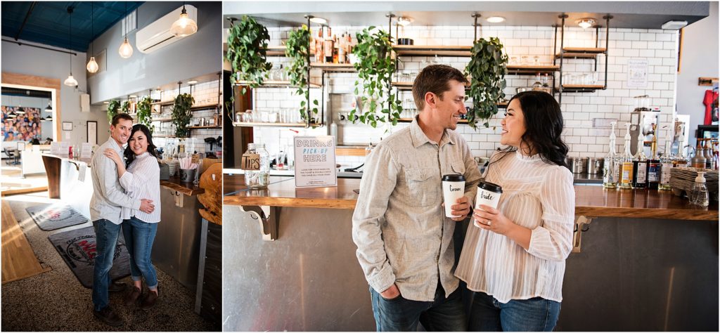 Engagement session at a romantic coffee shop in Fort Collins