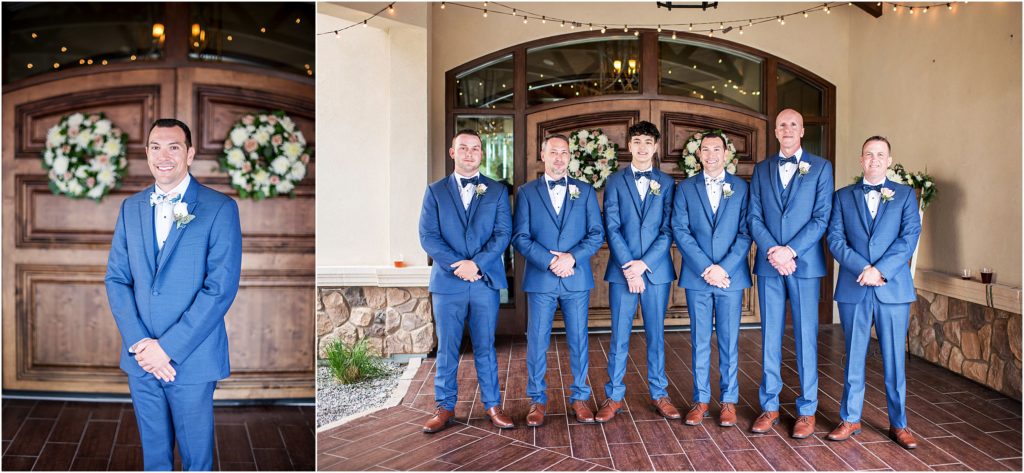 Colorado Wedding Photographer photographs groom and groomsmen at The Pinery in Colorado