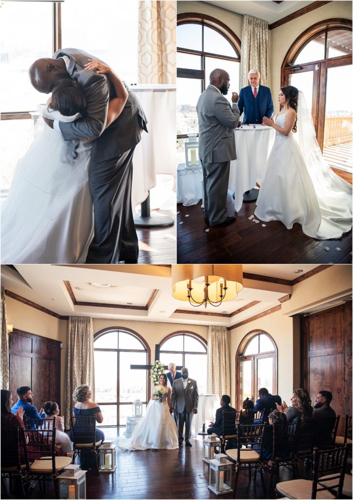 Small and intimate wedding ceremony at the Pinery in Colorado