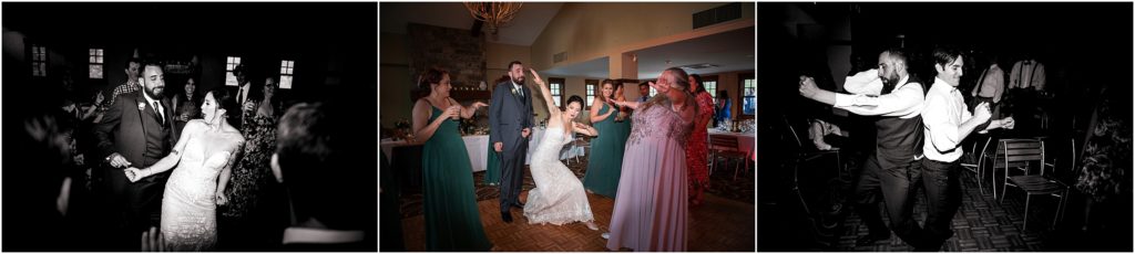 Wedding dances are captured in these candid shots of the bride and groom on the dance floor with their guests