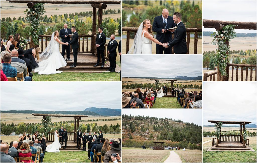Outdoor ceremony in fall in Colorado at Spruce Mountain Ranch