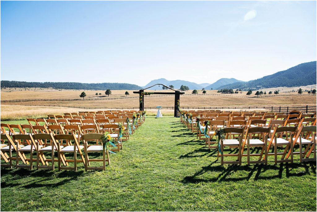 Outdoor ranch wedding ceremony site in Colorado