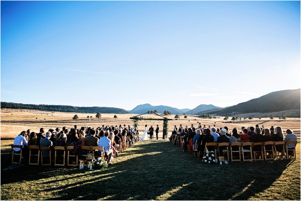 Outdoor wedding ceremony at Spruce Mountain Ranch