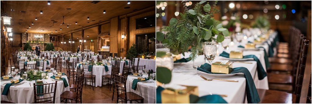 Gold and forest green inspiration colors for a December wedding