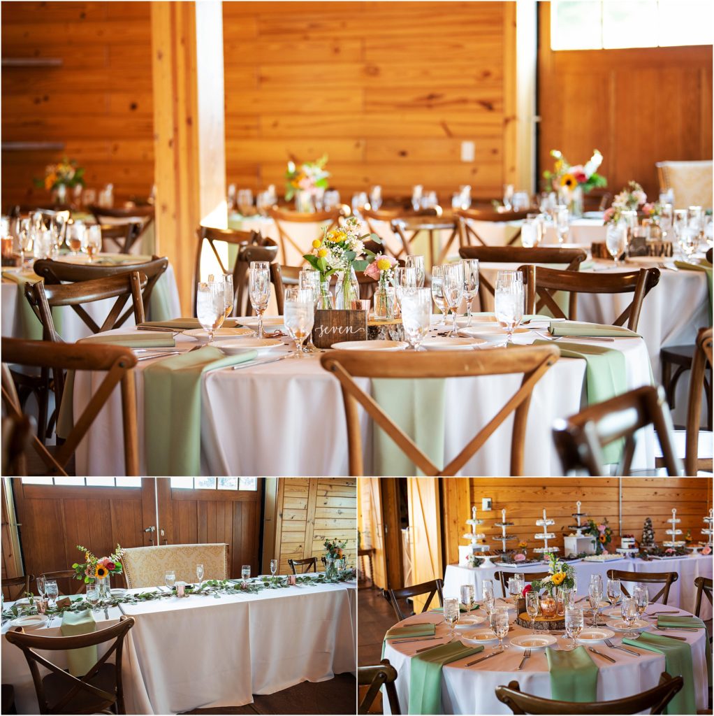Simple and elegant barn reception at ranch wedding near Colorado Springs