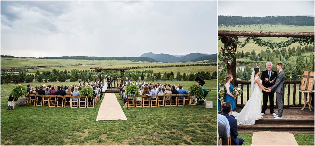 Outdoor wedding ceremony at Spruce Mountain Ranch in Colorado