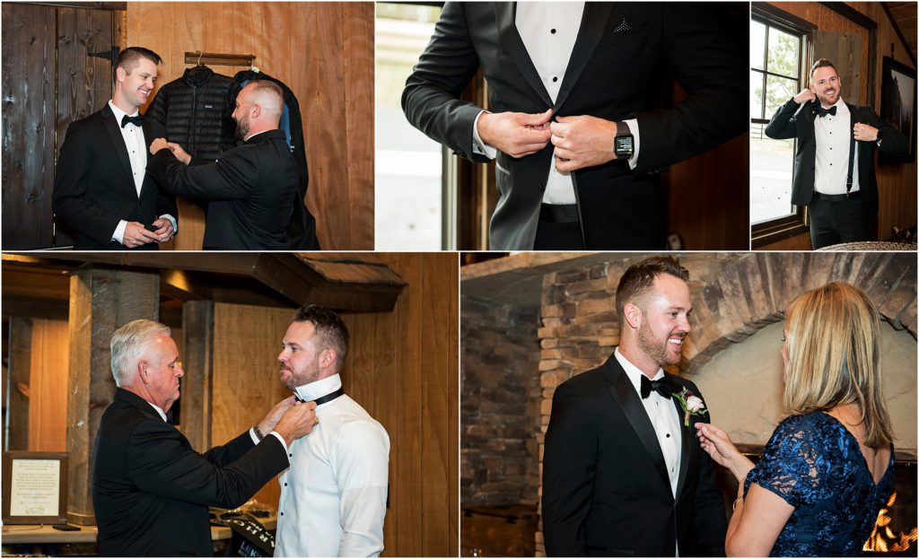 Friends and family help groom get ready on his wedding day