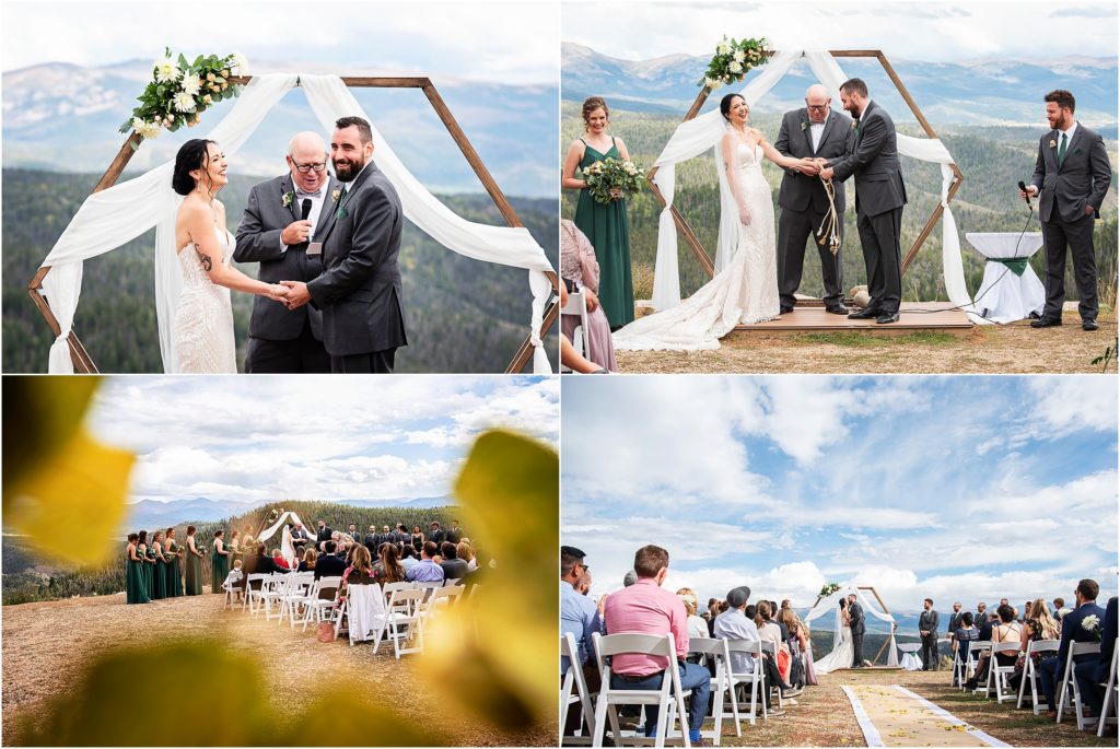 Bride and groom get married on top of a mountain with views of the Continental Divide as far as the eye can see