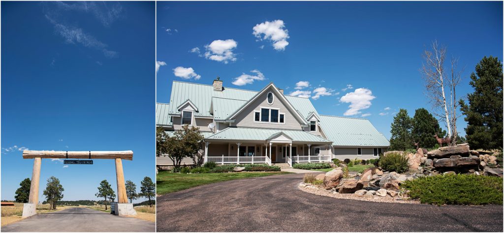 Flying horse ranch wedding venue is located in Larkspur, Colorado, between Colorado Springs, and Denver.